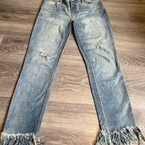 Free People Womens Jeans Blue Sz 28 Skinny distressed High-Rise Stretch frayed